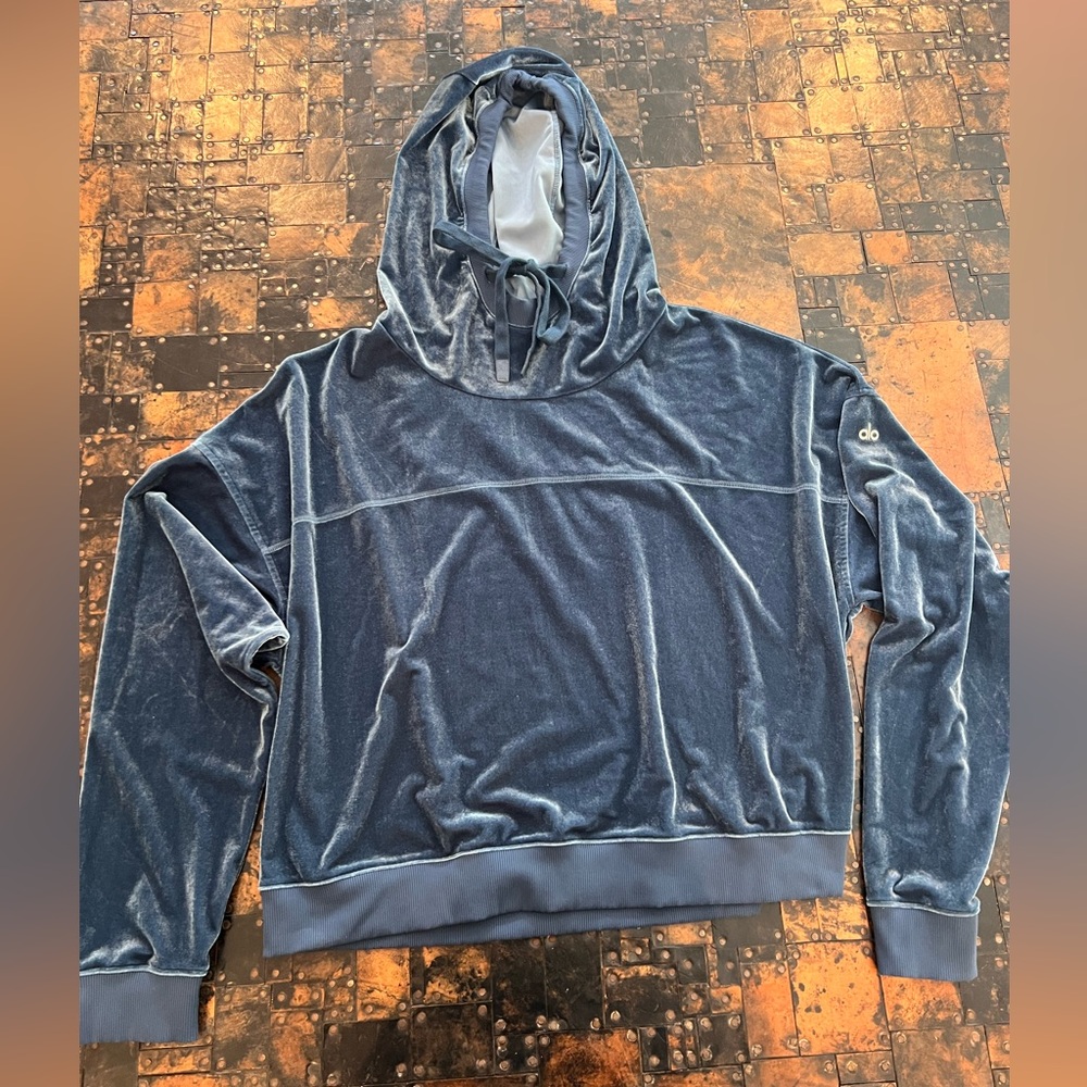 Alo Blue Velour Hoodie